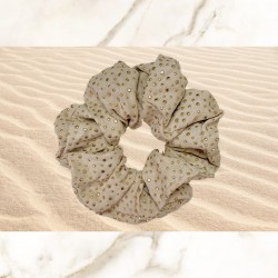 Golden Dots Beige Scrunchie